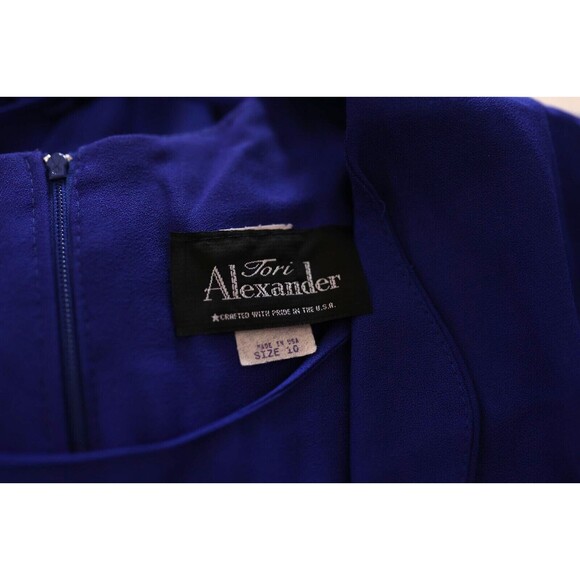 Vintage 80s 90s Tori Alexander Royal Blue Retro Button Down Embroidered Dress 10 - Picture 4 of 12